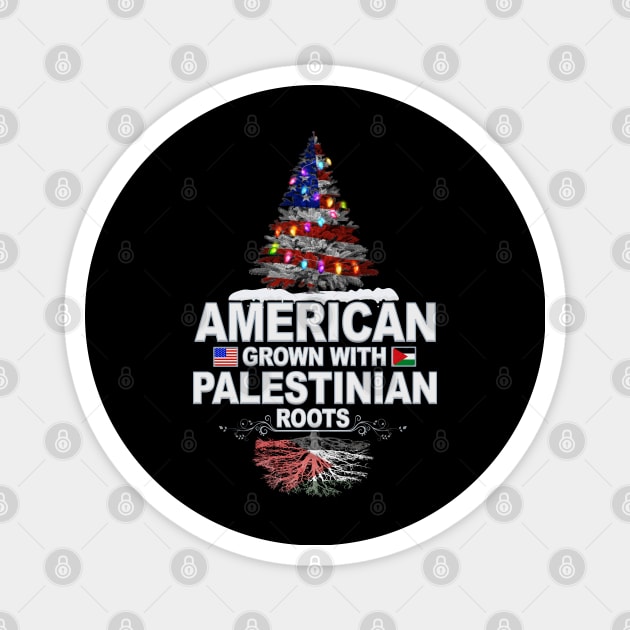 Christmas Tree  American Grown With Palestinian Roots - Gift for Palestinian From Palestine Magnet by Country Flags